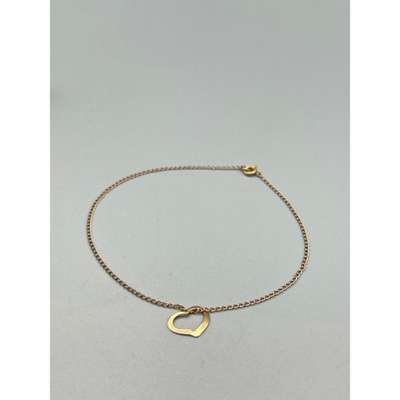 Thin 14K Gold Bracelet Sliding Heart Charm Yellow Gold Chain Vintage Jewelry - Picture 4 of 8